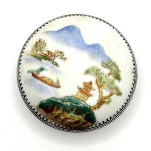 Vintage 70s White Polychrome Ceramic Shunga Erotic Interior Trinket Box